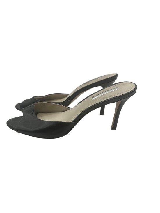 BCBGeneration Shoes - BCBGeneration Size 9.5 Leather Slip-On Design Open-Toe Mule High Heels Black